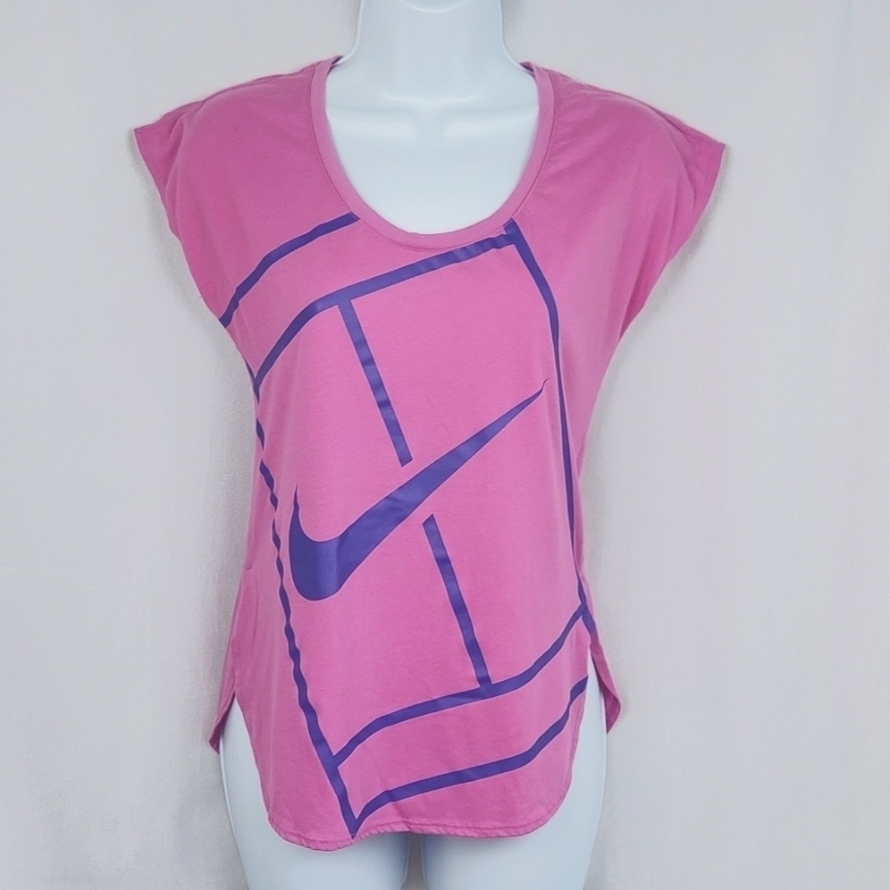 Nike Womens Baseline Dri-Fit Short Sleeve Top - pink - size XS